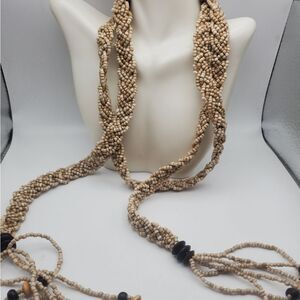 Vintage tassel necklace heavy well made thousand beaded luxury piece estate find